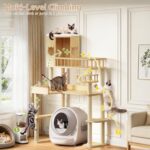 Corner Cat Tree for Automatic Litter Box, 61'' Tall Wood Cat Tower for Self Cleaning Litter Box, Cats Tree for Indoor Cats Large Adult, 6-Level Solid Wood Cat Furnitue w/12Pcs Scratching Post - Image 6