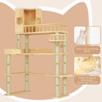 Corner Cat Tree for Automatic Litter Box, 61'' Tall Wood Cat Tower for Self Cleaning Litter Box, Cats Tree for Indoor Cats Large Adult, 6-Level Solid Wood Cat Furnitue w/12Pcs Scratching Post - Image 9