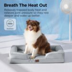 Bedsure Cooling Dog Bed Medium Size Dogs - Orthopedic Medium Dog Cat Cooling Bed Washable, Pet Couch Sofa with Waterproof Removable Cover, Pets Bed with Nonskid Bottom, Cooling Grey, 28" - Image 5