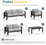 Solaste Aluminum Patio Furniture Set for All Weather, Oversized Metal Outdoor Furniture Set with 27.5" Deep Seating and 3.2" Wide Armrest, Outdoor Patio Conversation Sets with 10" Back Suport Cushion - Image 3