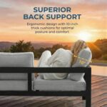 Solaste Aluminum Patio Furniture Set for All Weather, Oversized Metal Outdoor Furniture Set with 27.5" Deep Seating and 3.2" Wide Armrest, Outdoor Patio Conversation Sets with 10" Back Suport Cushion - Image 6