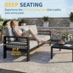 Solaste Aluminum Patio Furniture Set for All Weather, Oversized Metal Outdoor Furniture Set with 27.5" Deep Seating and 3.2" Wide Armrest, Outdoor Patio Conversation Sets with 10" Back Suport Cushion - Image 7