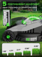 TIECTOWN 40V 16-Inch Brushless Cordless Lawn Mower with 4.0Ah Battery & Charger, 2-in-1 Electric Push Mower, 5-Position Height Adjustment, Lightweight, Compact Storage, for Small Yards - Green - Image 6