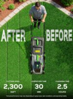 TIECTOWN 40V 16-Inch Brushless Cordless Lawn Mower with 4.0Ah Battery & Charger, 2-in-1 Electric Push Mower, 5-Position Height Adjustment, Lightweight, Compact Storage, for Small Yards - Green - Image 7