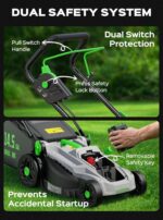 TIECTOWN 40V 16-Inch Brushless Cordless Lawn Mower with 4.0Ah Battery & Charger, 2-in-1 Electric Push Mower, 5-Position Height Adjustment, Lightweight, Compact Storage, for Small Yards - Green - Image 8