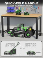 TIECTOWN 40V 16-Inch Brushless Cordless Lawn Mower with 4.0Ah Battery & Charger, 2-in-1 Electric Push Mower, 5-Position Height Adjustment, Lightweight, Compact Storage, for Small Yards - Green - Image 9