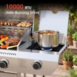 COWSAR 4-Burner Gas Grill, 42000 BTU BBQ Grill, Stainless Steel Barbecue Grill with Side Burner, Enameled Cast Iron Grill, Pull-Out Oil Tray, Suitable For Outdoor, Backyard Barbecues - Image 5