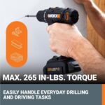 Worx 20V Cordless Drill Driver, 84pc Accessory Kit, Variable 2-Speed, 265 In-Lbs Torque, 20+1 Clutch, Lightweight, Compact, 3/8-Inch Keyless Chuck - Battery & Charger Included - Image 3