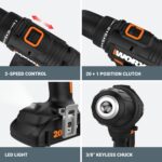 Worx 20V Cordless Drill Driver, 84pc Accessory Kit, Variable 2-Speed, 265 In-Lbs Torque, 20+1 Clutch, Lightweight, Compact, 3/8-Inch Keyless Chuck - Battery & Charger Included - Image 6