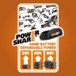 Worx 20V Cordless Drill Driver, 84pc Accessory Kit, Variable 2-Speed, 265 In-Lbs Torque, 20+1 Clutch, Lightweight, Compact, 3/8-Inch Keyless Chuck - Battery & Charger Included - Image 7