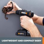 Worx 20V Cordless Drill Driver, 84pc Accessory Kit, Variable 2-Speed, 265 In-Lbs Torque, 20+1 Clutch, Lightweight, Compact, 3/8-Inch Keyless Chuck - Battery & Charger Included - Image 9