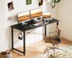 Casaottima 48 Inch Small Computer Desk for Home Office, Study Writing Table for Small Spaces, Simple Modern Desk with Headphone Hooks, Pure Black - Image 3