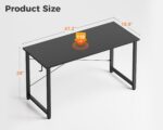 Casaottima 48 Inch Small Computer Desk for Home Office, Study Writing Table for Small Spaces, Simple Modern Desk with Headphone Hooks, Pure Black - Image 4