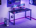 Casaottima 48 Inch Small Computer Desk for Home Office, Study Writing Table for Small Spaces, Simple Modern Desk with Headphone Hooks, Pure Black - Image 5