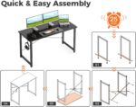 Casaottima 48 Inch Small Computer Desk for Home Office, Study Writing Table for Small Spaces, Simple Modern Desk with Headphone Hooks, Pure Black - Image 6