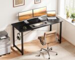 Casaottima 48 Inch Small Computer Desk for Home Office, Study Writing Table for Small Spaces, Simple Modern Desk with Headphone Hooks, Pure Black - Image 7