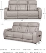 Signature Design by Ashley Boyington Contemporary Leather Match Power Reclining Sofa with USB Charging Ports, LED Lights and Adjustable Headrest, Light Gray - Image 4