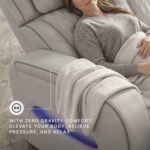 Signature Design by Ashley Boyington Contemporary Leather Match Power Reclining Sofa with USB Charging Ports, LED Lights and Adjustable Headrest, Light Gray - Image 6