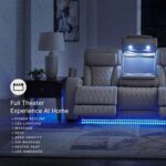 Signature Design by Ashley Boyington Contemporary Leather Match Power Reclining Sofa with USB Charging Ports, LED Lights and Adjustable Headrest, Light Gray - Image 11