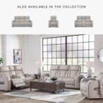 Signature Design by Ashley Boyington Contemporary Leather Match Power Reclining Sofa with USB Charging Ports, LED Lights and Adjustable Headrest, Light Gray - Image 14