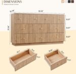 Fluted 8 Drawers Dresser for Bedroom, 55" W Modern Dressers & Chest of Drawers with Metal Handle, Wood Closet Clothes Storage Organizer,Storage Dressers Organizer for Hally/Living Room, Natural - Image 3
