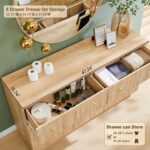 Fluted 8 Drawers Dresser for Bedroom, 55" W Modern Dressers & Chest of Drawers with Metal Handle, Wood Closet Clothes Storage Organizer,Storage Dressers Organizer for Hally/Living Room, Natural - Image 4
