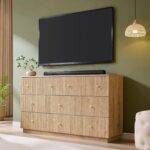 Fluted 8 Drawers Dresser for Bedroom, 55" W Modern Dressers & Chest of Drawers with Metal Handle, Wood Closet Clothes Storage Organizer,Storage Dressers Organizer for Hally/Living Room, Natural - Image 6