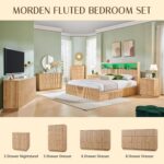 Fluted 8 Drawers Dresser for Bedroom, 55" W Modern Dressers & Chest of Drawers with Metal Handle, Wood Closet Clothes Storage Organizer,Storage Dressers Organizer for Hally/Living Room, Natural - Image 8