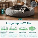 Furhaven 36" Round Calming Donut Dog Bed for Large/Medium Dogs, Refillable w/ Removable Washable Cover, For Dogs Up to 75 lbs - Shaggy Plush Long Faux Fur Donut Bed - Gray, Large - Image 4