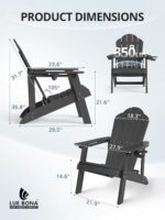 LUE BONA HDPE Adirondack Chairs Set of 4 - Weather Resistant Seating with Cup Holder for Patio, Fire Pit, Deck & Resort Garden, Black - Image 3