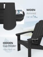 LUE BONA HDPE Adirondack Chairs Set of 4 - Weather Resistant Seating with Cup Holder for Patio, Fire Pit, Deck & Resort Garden, Black - Image 4