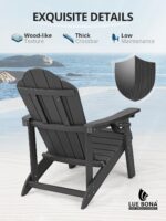 LUE BONA HDPE Adirondack Chairs Set of 4 - Weather Resistant Seating with Cup Holder for Patio, Fire Pit, Deck & Resort Garden, Black - Image 5