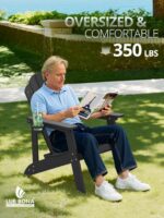 LUE BONA HDPE Adirondack Chairs Set of 4 - Weather Resistant Seating with Cup Holder for Patio, Fire Pit, Deck & Resort Garden, Black - Image 6