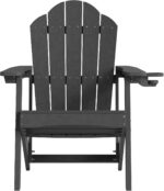 LUE BONA HDPE Adirondack Chairs Set of 4 - Weather Resistant Seating with Cup Holder for Patio, Fire Pit, Deck & Resort Garden, Black - Image 8