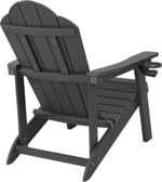 LUE BONA HDPE Adirondack Chairs Set of 4 - Weather Resistant Seating with Cup Holder for Patio, Fire Pit, Deck & Resort Garden, Black - Image 9