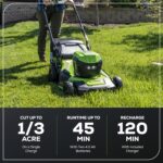 Greenworks 48V (24V x 2) 20" Brushless Cordless (Push) Lawn Mower (LED Headlight), (2) 4.0Ah Batteries and Dual Port Rapid Charger Included (200+ Compatible Tools) - Image 4