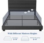 Allewie Queen Size Platform Bed Frame with Fabric Upholstered Headboard and Wooden Slats Support, Fully Upholstered Mattress Foundation/No Box Spring Needed/Easy Assembly, Dark Grey - Image 8