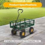 VIVOHOME Heavy Duty 880 Lbs Capacity Mesh Steel Garden Cart Folding Utility Wagon with Removable Sides and 4.10/3.50-4" Wheels 10 Inch Tire(Green) - Image 4