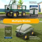 VIVOHOME Heavy Duty 880 Lbs Capacity Mesh Steel Garden Cart Folding Utility Wagon with Removable Sides and 4.10/3.50-4" Wheels 10 Inch Tire(Green) - Image 6