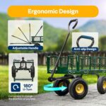 VIVOHOME Heavy Duty 880 Lbs Capacity Mesh Steel Garden Cart Folding Utility Wagon with Removable Sides and 4.10/3.50-4" Wheels 10 Inch Tire(Green) - Image 8
