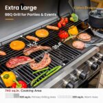 Captiva Designs 6-Burner Propane Gas BBQ Grill with Side Burner & Porcelain-Enameled Cast Iron Grate and Plate for Outdoor Barbucue Events, 52,000 BTU Output,740 SQ.IN. Cooking Area，Heavy Duty - Image 4