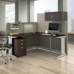 Bush Business Furniture Office in an Hour 65W L Shaped Cubicle Desk with Storage, Drawers, and Organizers in Mocha Cherry | Modern Computer Table Set with Privacy Panels for Commercial Workspace - Image 3