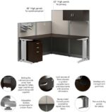 Bush Business Furniture Office in an Hour 65W L Shaped Cubicle Desk with Storage, Drawers, and Organizers in Mocha Cherry | Modern Computer Table Set with Privacy Panels for Commercial Workspace - Image 6