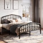 SHA CERLIN Queen Size Metal Platform Bed Frame with Victorian Style Wrought Iron-Art Headboard/Footboard, No Box Spring Required, Black - Image 4