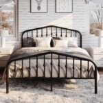 SHA CERLIN Queen Size Metal Platform Bed Frame with Victorian Style Wrought Iron-Art Headboard/Footboard, No Box Spring Required, Black - Image 5