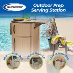 Suncast Outdoor Grilling Prep Station Table with Storage, Taupe/Brown - Image 3