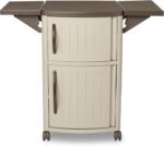 Suncast Outdoor Grilling Prep Station Table with Storage, Taupe/Brown - Image 9