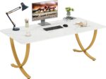 Tribesigns Executive Desk, 63” W x 31.5” D Large Office Desk, Modern Computer Desk Conference Table Meeting Room Table, Business Furniture for Home Office, White and Gold - Image 10