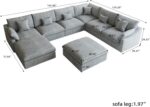 Cloud Modular Sectional Sofa Couch,156" Oversized U Shaped Sofa with Ottoman,Down Filled 8 Seater Convertible Bed Living Room Set,Covers Washable&Replaceable (Gray) - Image 3