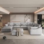Cloud Modular Sectional Sofa Couch,156" Oversized U Shaped Sofa with Ottoman,Down Filled 8 Seater Convertible Bed Living Room Set,Covers Washable&Replaceable (Gray) - Image 4